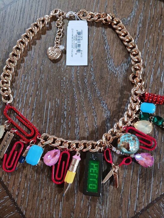 Betsey Johnson Jewelry - NWT - Betsey Johnson Back 2 School Necklace with Gems & Fun School Charms NWT